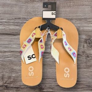 SO Goods for Life Colorful Crocheted Woven Strap Flip Flop Sandals Sz Women’s 6
